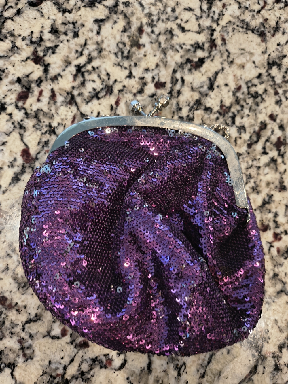 Purple Sequin Kiss-Lock Evening Clutch